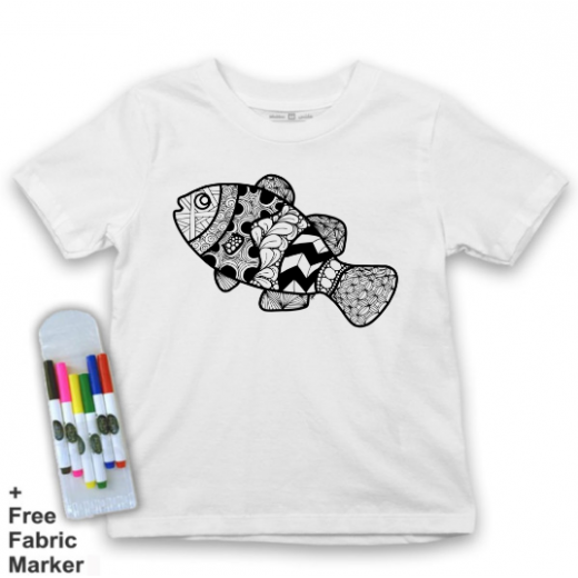 Mlabbas Fish Kids Coloring Tshirt - 9-11 years