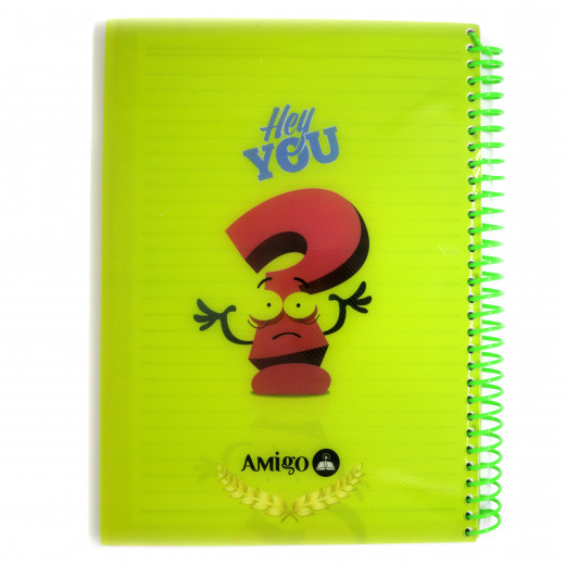 Amigo Hey you Wire Notebook, Green, 140 page, 4 subjects