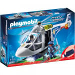 Playmobil Police Helicopter With Led Searchlight For Children