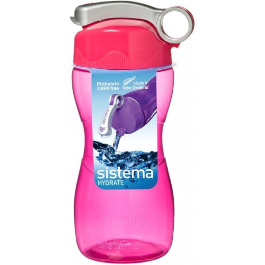 Sistema Hourglass Plastic Water Bottle, 475 ml, Pink
