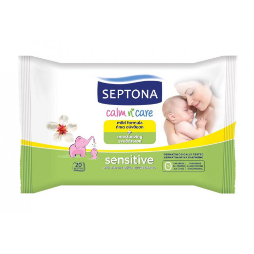 سيبتونا - مناديل مبللة للأطفال للبشرة الحساسة (20 حبة)