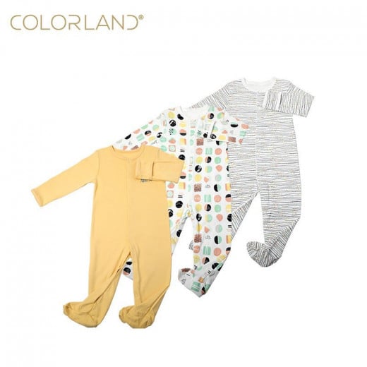 Colorland Long-Sleeve Baby Overall 3 Pieces In One Pack0 - 3 Months