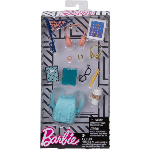Barbie School Spirit and Tech Accessories, Tablet, Backpack, Coffee, Eyeglasses