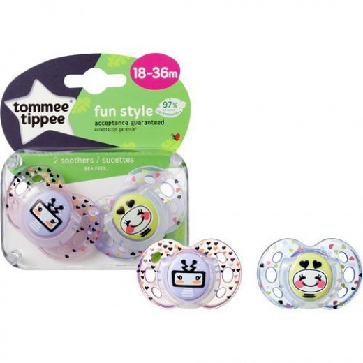 Tommee Tippee Pacifier Fun Style To 18-36 months, Pink and Purple
