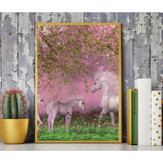 ExtraOrdinary Decorative Wood Framed Wall Art Prints, Unicorn PINK, A3