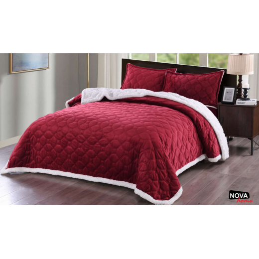 Nova winter bed spread brielle twin burgundy 3pcs