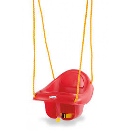 أرجوحة البلاستيكية للأطفال الصغار من ليتل تايكس ذات الظهر العالي مع حزام الأمان ، أحمر