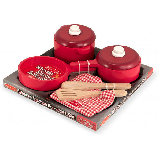 Melissa And Doug Deluxe Wooden Kitchen Accessory Creative Kids Play Pots Pans