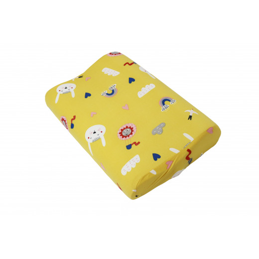 Memory Foam Contour Pillow for Baby Printed Orthopedic Pillow, Yellow