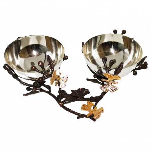 Twin Snacks Bowls Set with Stand Base