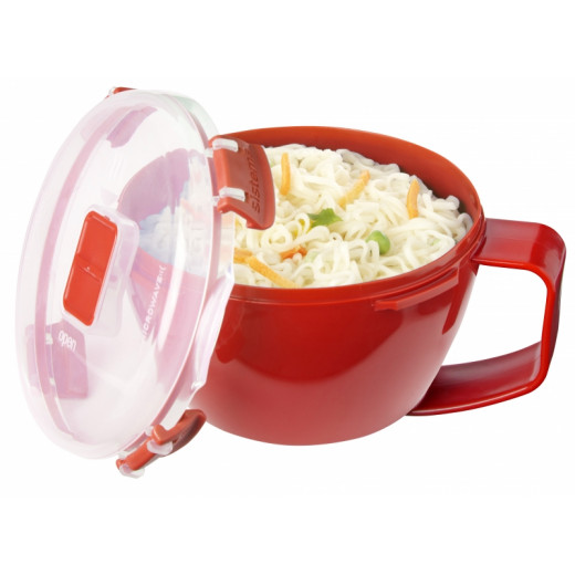Sistema Microwave Noodle Bowl Lunch 940ml, Red/Clear