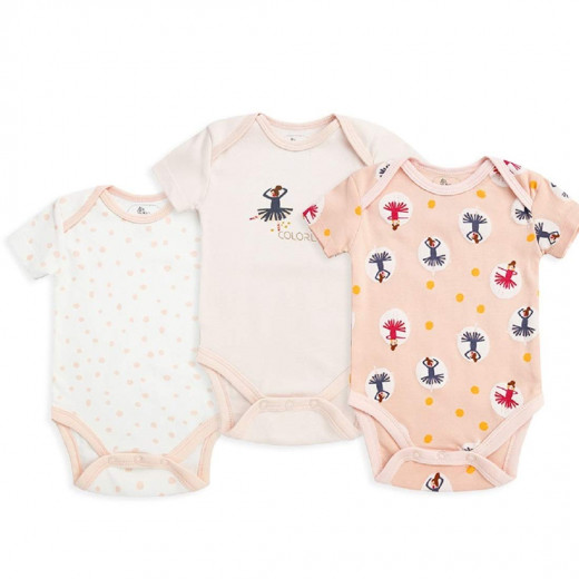 Colorland - (6) Baby Bodysuit 3 Pieces In One Pack, 0-3 Months, Ballerina
