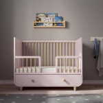 Trama Baby Cot With Drawer, Pale Pink 60x120 Cm