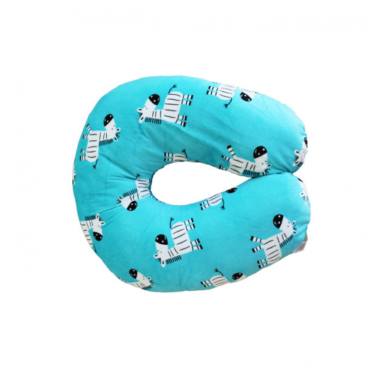 Nursing Pillow Turquoise with Colourful zebra