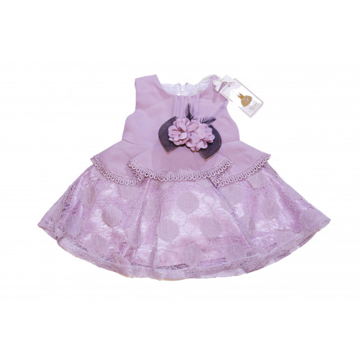 Ajimi Baby Girls' Dress, 9 Months, Pink With Flower