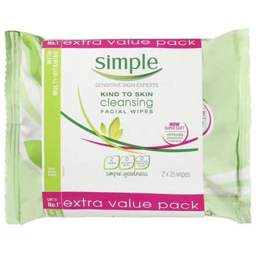 Simple Kind To Skin Cleansing Facial Wipes 2Pack