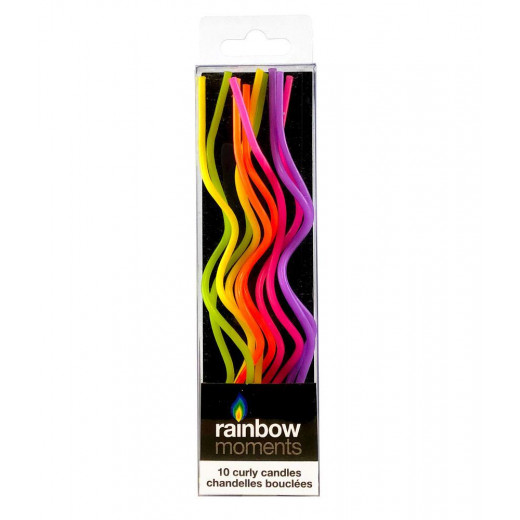 Rainbow Moment Neon Curly Candles (10pcs)