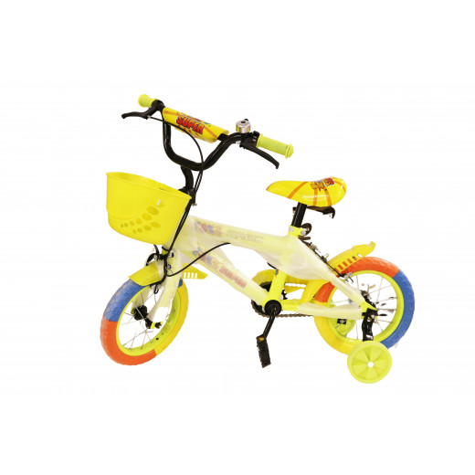 Kids Bicycle Stainless Steel with Yellow Basket 12 Inch, Yellow
