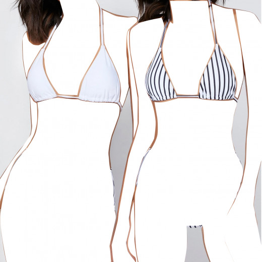 2pack Striped Halter Bikini Top, Large