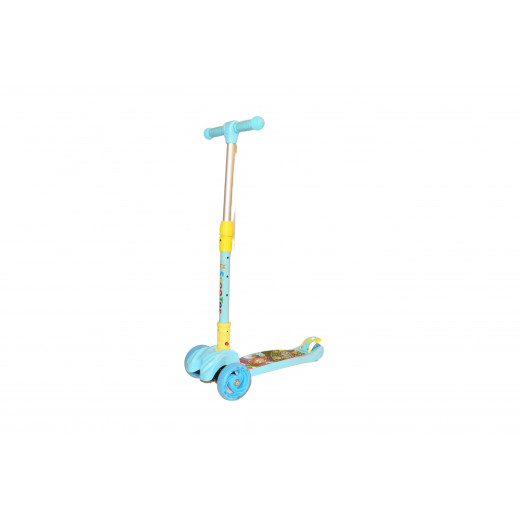 K Toys | Aluminum Scooter With Two Front Wheels And One Back Wheel | Light Blue & Yellow