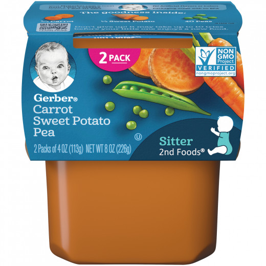 طعام أطفال جزر البطاطا الحلوة البازلاء من جيربر فودز 113 غرام