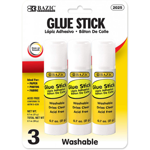 Bazic Large Glue Stick ,21g (3/Pack)
