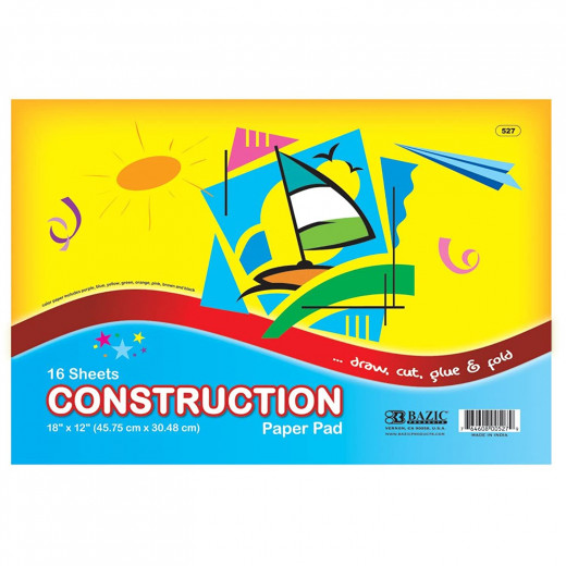 Bazic Construction Paper Pad, 16 Sheet