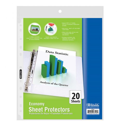 Bazic Economy Weight Top Loading Sheet Protectors ,20 Sheets