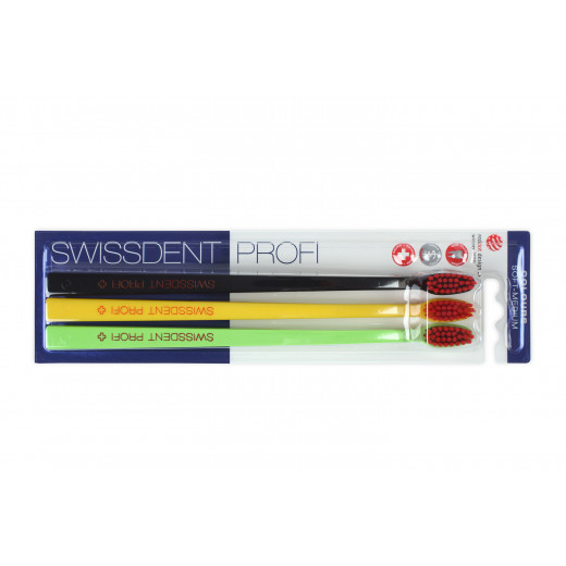 Swissdent Toothbrush Whitening Soft Trio Pack Black,Yellow and Green