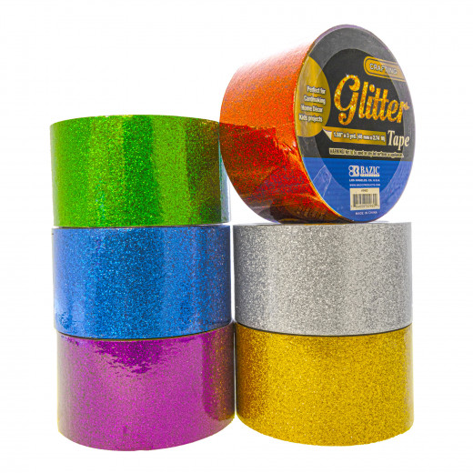 Bazic 1.88" X 3 Yards Glitter Tape 1pk Assorted
