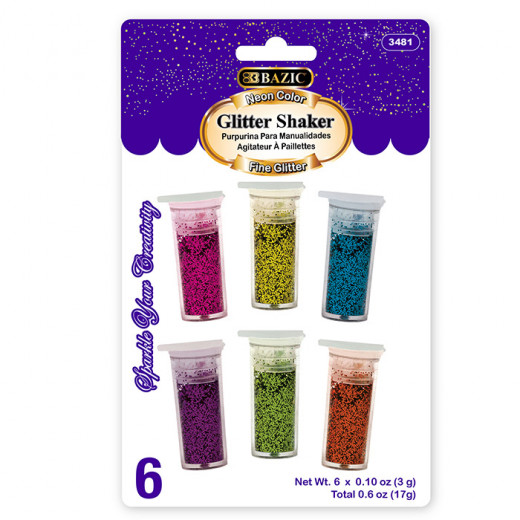 Bazic 6 Neon Color Glitter Shaker (3g)