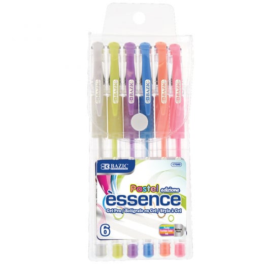 Bazic Essence Gel Pen With Cushion Grip, 6 Pastel Color