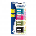 Bazic Dual Blades Square Sharpener With Receptacle (4/Pack)