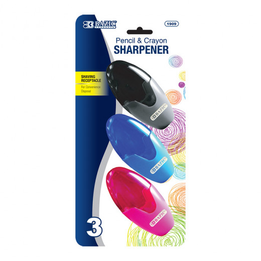 Bazic Xtreme Oval Sharpener With Receptacle (3/Pack)