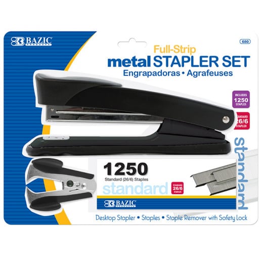Bazic Metal Full Strip Stapler Set