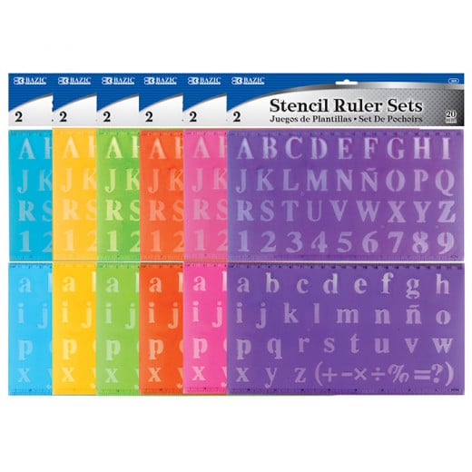 Bazic Lettering Stencil Ruler Sets (2/Pack),20mm