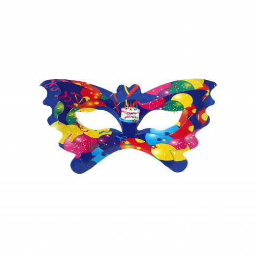 Happy Birthday Party Face Eye Mask Pack of 11- Blue Color with Colored Balloons Design