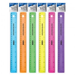 Bazic Shatter Resistant Ruler, Assorted Colors,30cm