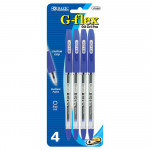Bazic G-flex Blue Oil-gel Ink Pen W/ Cushion Grip, 4 Pack