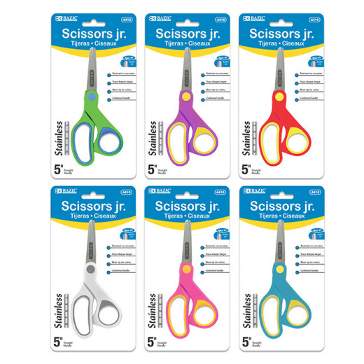 Bazic Soft Grip Stainless Steel Scissors, Assorted Colors