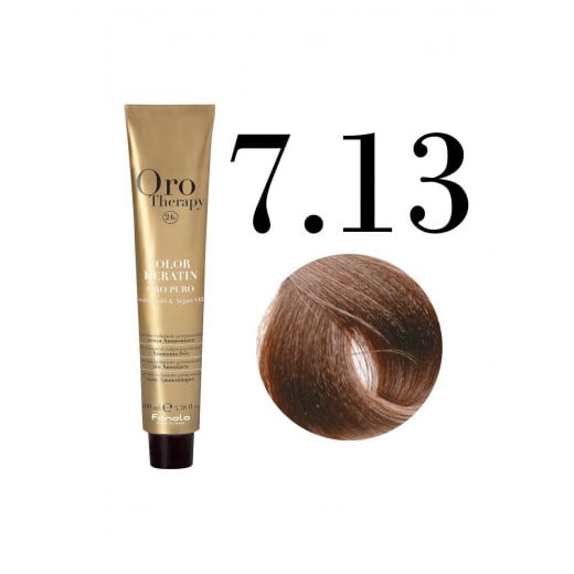 Fanola Oro Puro Hair Coloring Cream, Medium blonde Beige no.7.13