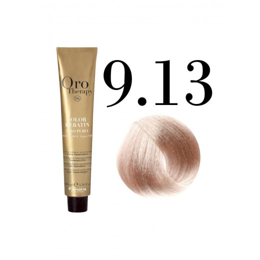 Fanola Oro Puro Hair Coloring Cream, Very Light Blonde Beige no. 9.13