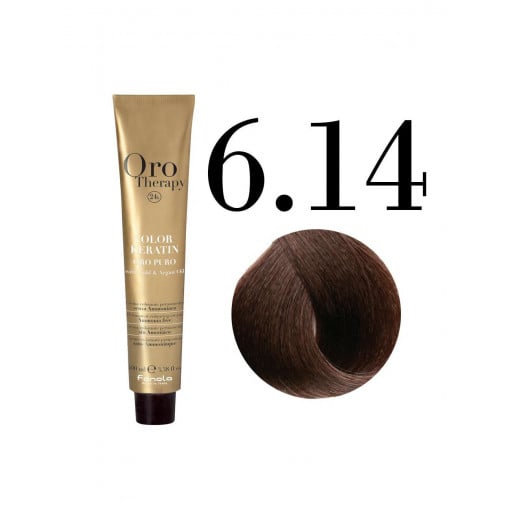 Fanola Oro Puro Hair Coloring Cream, Chocolate Bitter Chocolate no.6.14