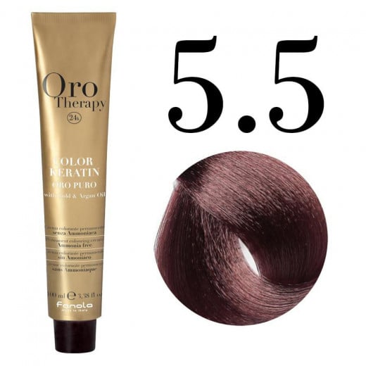 Fanola Oro Puro Hair Coloring Cream, Light Chestnut Mahogany no. 5.5