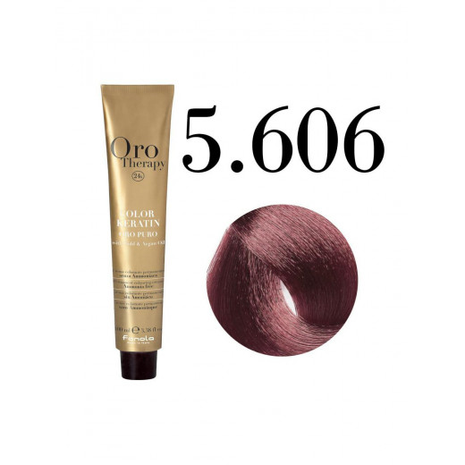 Fanola Oro Puro Hair Coloring Cream, Light Chestnut Warm Red no.5.606