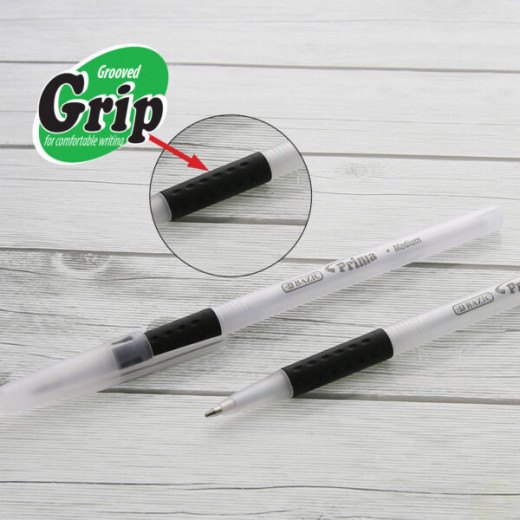 Bazic Prima Black Stick Pen With Cushion Grip (8/Pack)