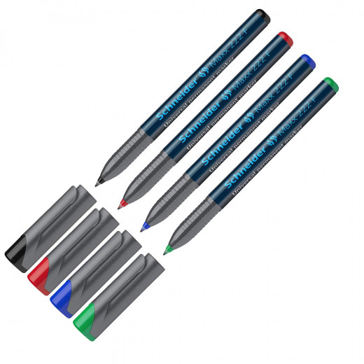 شنايدر ماكس قلم ماركر عالمي دائم - 0.7 مم   - 4 قطع / حزمة