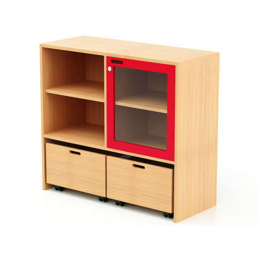 خزانة خشبية للتخزين بتصميم لون أحمر شفاف 103.3 * 40 * 90 سم من ايديو فن