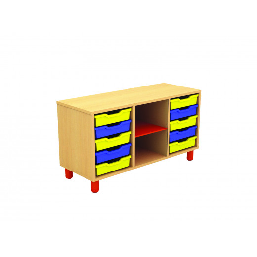 خزانة خشبية بتصميم ثابتة تصميم أصفر وأزرق 103.3 * 40 * 57.2 سم من ايديو فن