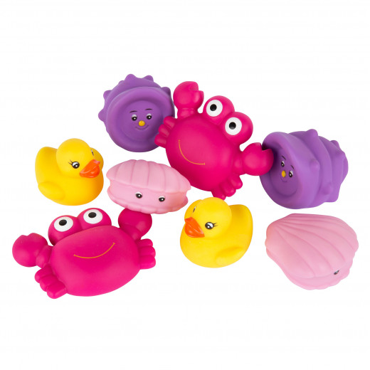 ألعاب الاستحمام المغلقة بالكامل بأشكال حيوانات البحر من بلاي جرو, اللون الزهري